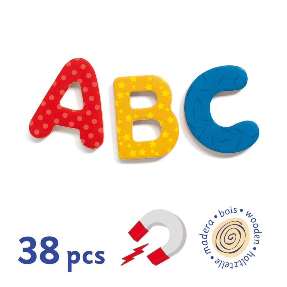 38 Litere magnetice colorate pentru copii, Djeco, 1-2 ani + [4]