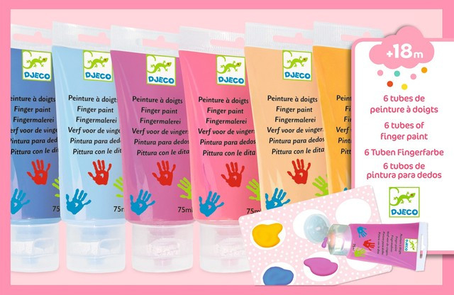 6 culori Sweet de pictat cu mana Djeco, 1-2 ani + [2]