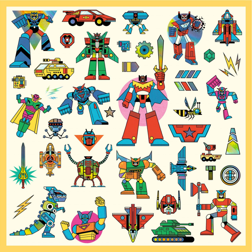 Abtibilduri metalice Djeco Roboti, 4 - 7 ani [3]