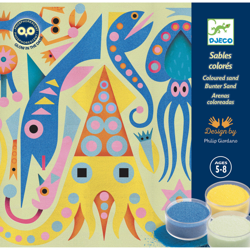 Atelier creativ cu nisip fluorescent, Luminile din ocean, Djeco, 6-7 ani + [2]