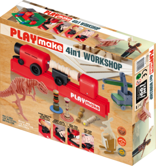 Atelier de tamplarie pentru copii PLAYmake 4in1, Bormasina, ferastrau, strung si masina de slefuit [3]