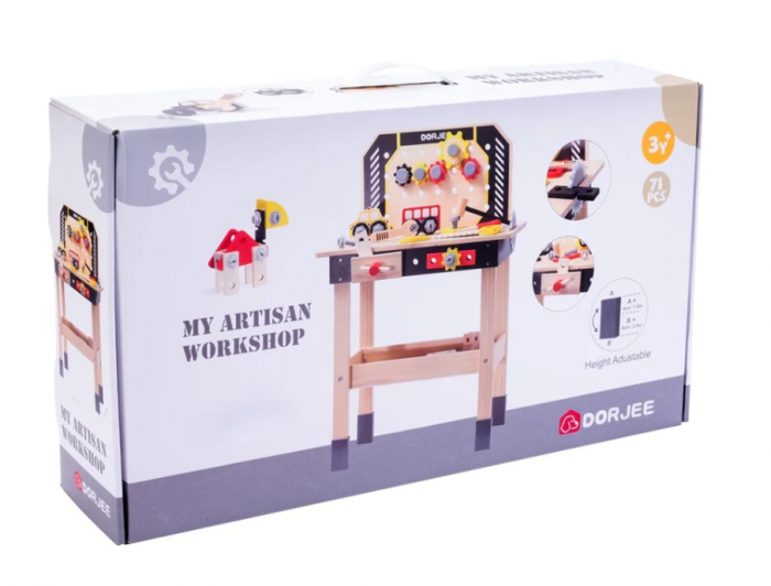 Set jucarii din lemn Atelier Micul tamplar, 71 de piese, +3 ani [3]