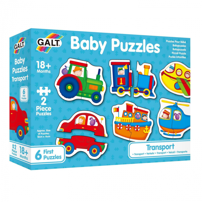 Baby Puzzles: Set de 6 puzzle-uri Transport (2 piese), Galt, 1-2 ani + [3]