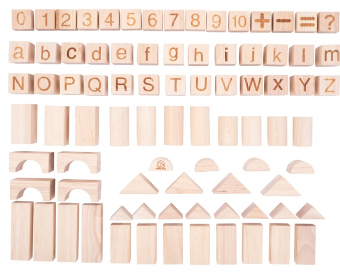 Blocuri de construit, culoarea naturală a lemnului 84 piese, +12 luni [2]