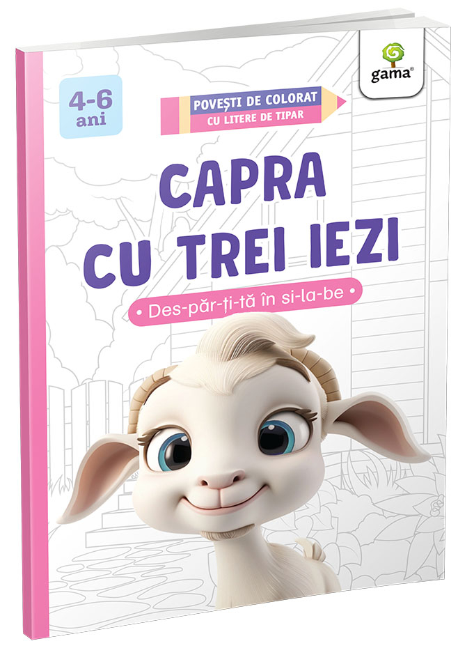 Capra cu trei iezi  Povesti de colorat cu litere de tipar