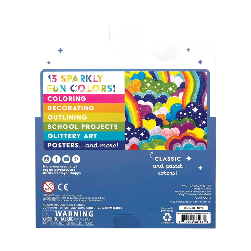 Carioci cu sclipici Rainbow Sparkle, set de 15 culori [6]