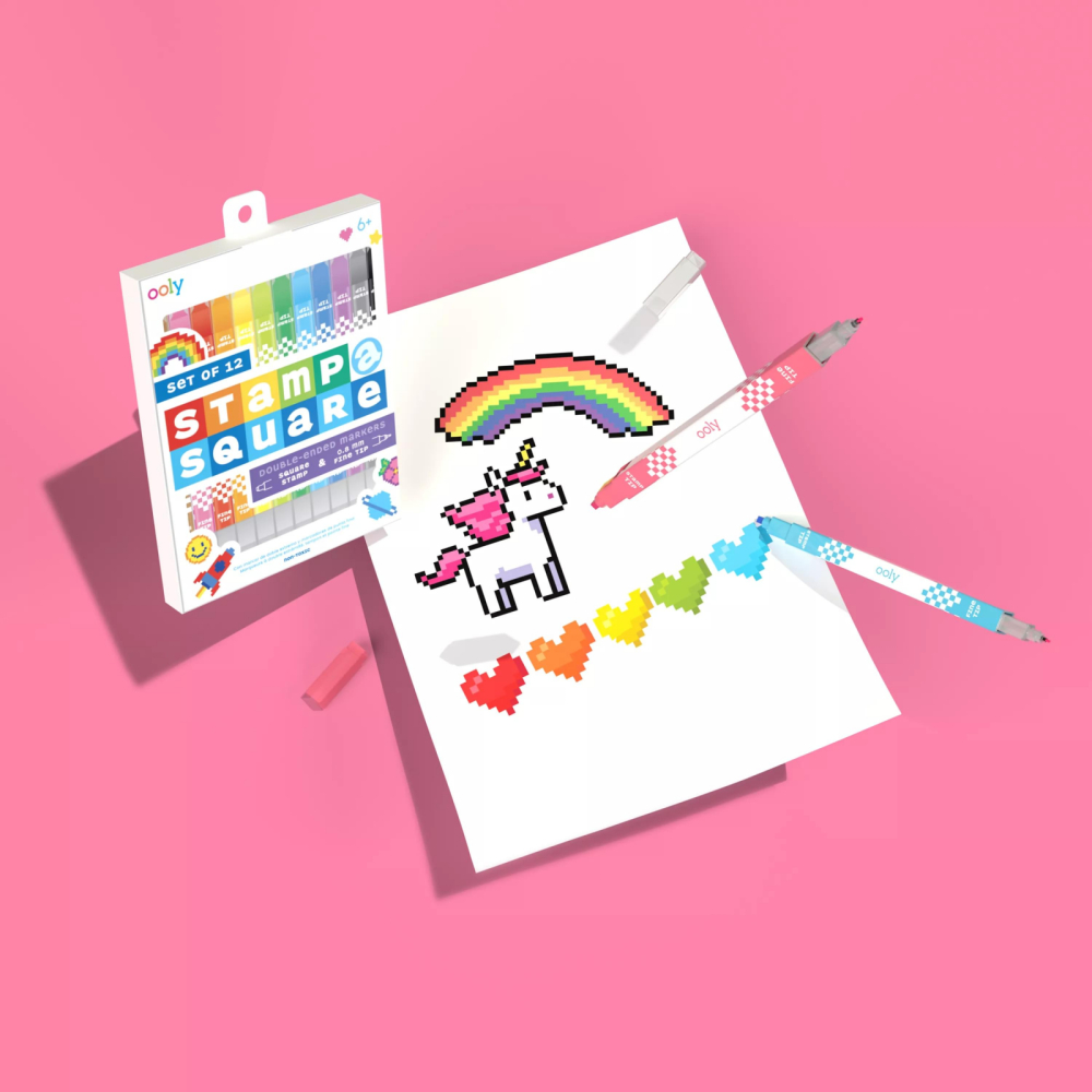 Carioci duble cu stampila patrata si varf subtire - set de 12 [2]