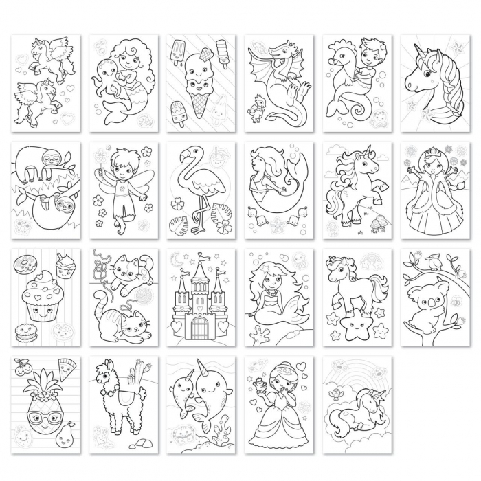 Carte de colorat cu activitati in limba engleza si abtibilduri Unicorni, Sirene si Altele UNICORNS, MERMAIDS AND MORE, Orchard Toys, 2-3 ani + [3]