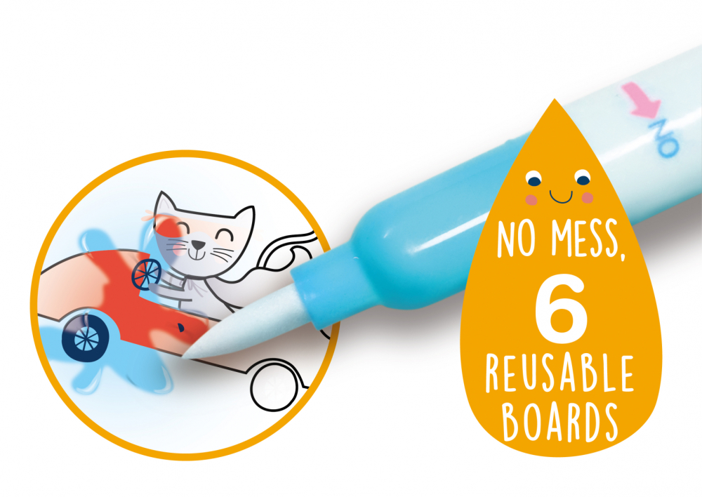 Carte de pictat cu apa, stickere si jocuri, portabila - Riding  Flying [3]