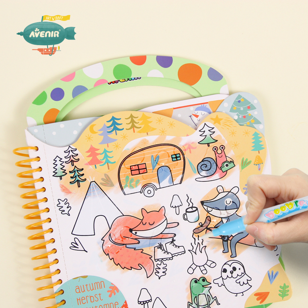 Carte de pictat cu apa, stickere si jocuri, portabila - Subacvatic [10]