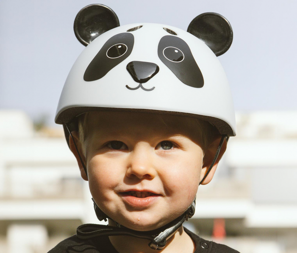 Casca protectie pentru copii Hudora Panda, crem negru, marimea 48-52