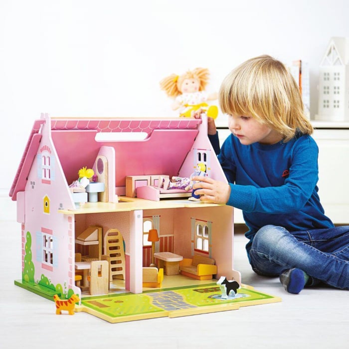 Casuta din lemn pentru papusi - Flowers, BIGJIGS Toys, 2-3 ani + [3]