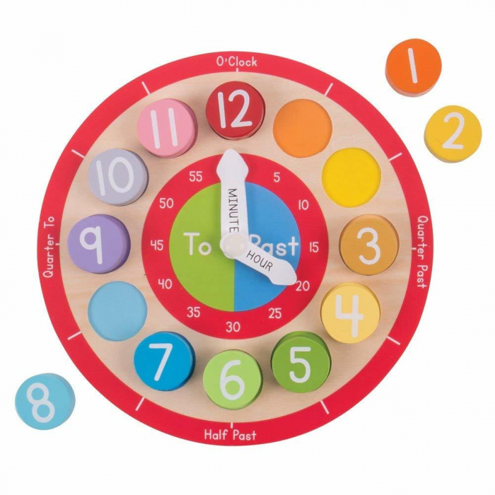 Ceas colorat din lemn, BIGJIGS Toys, 1-2 ani + [2]