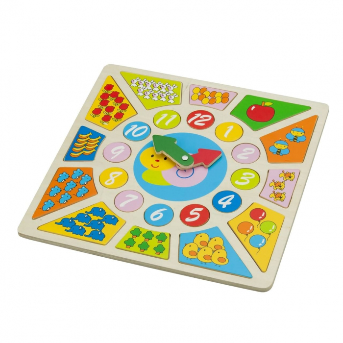 Ceas educativ din lemn, New Classic Toys, 2-3 ani + [2]
