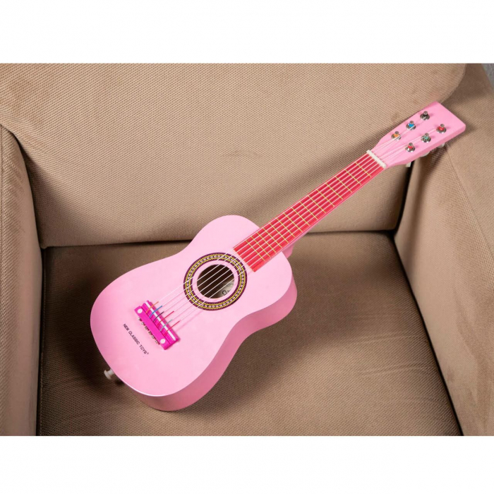 Chitara roz din lemn, New Classic Toys, 2-3 ani + [7]