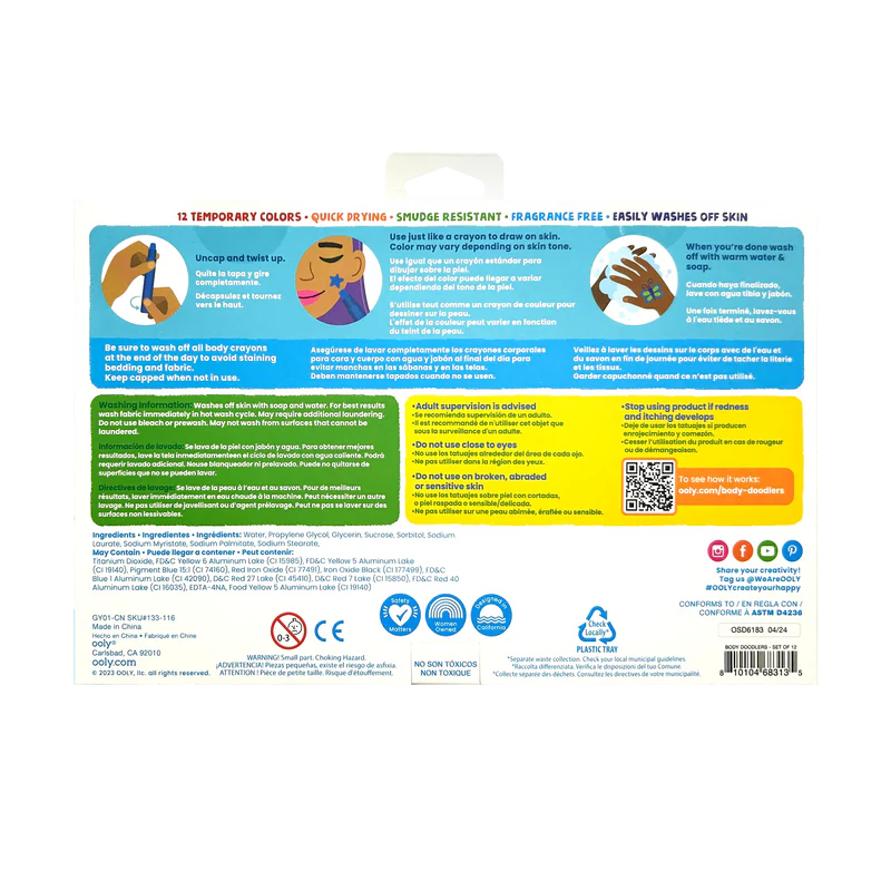 Creioane pictura pentru fata si piele, Body Doodlers, set de 12 [9]