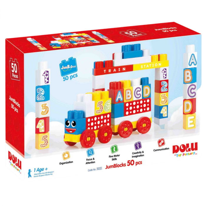 Cuburi de construit din plastic - 50 piese, DOLU, 1-2 ani + [3]