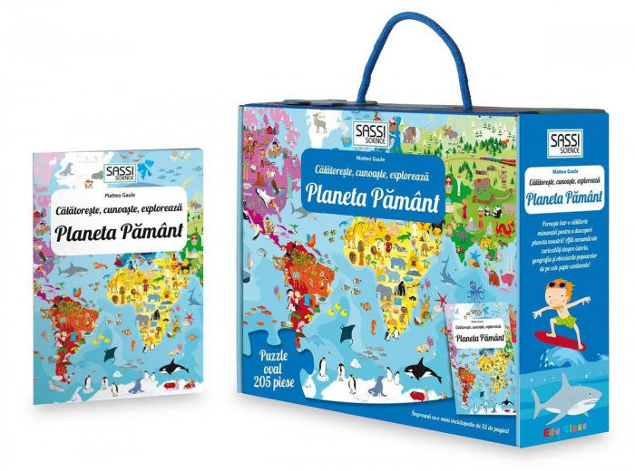 Cunoaste si exploreaza -  Puzzle Planeta Pamant in limba Romana (205 piese), Sassi, 6 ani+ [3]