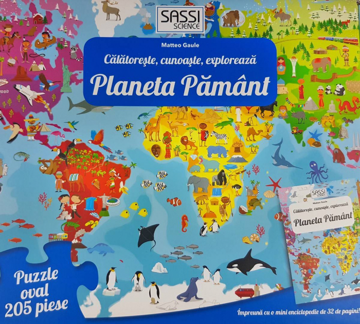 Cunoaste si exploreaza -  Puzzle Planeta Pamant in limba Romana (205 piese), Sassi, 6 ani+ [2]