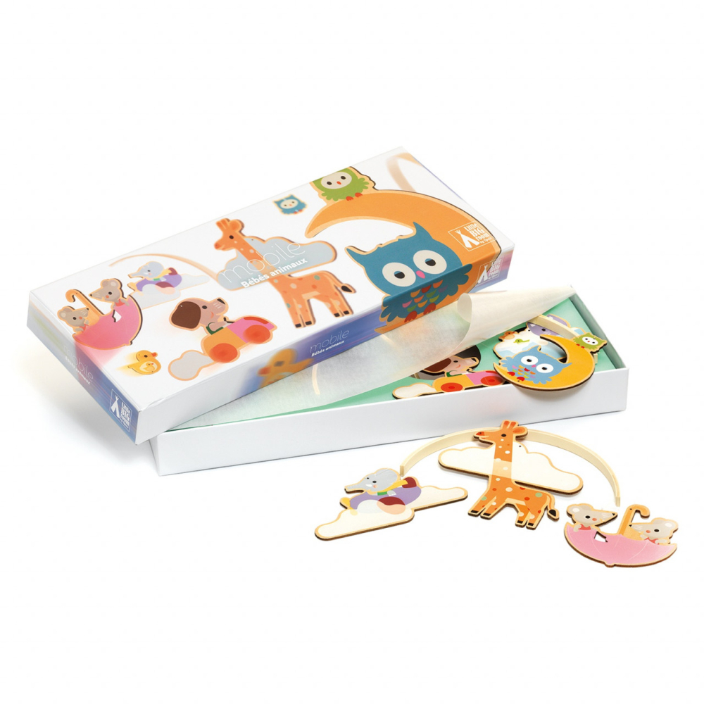 Decoratie mobil lemn, animalute, Djeco, 0-1 ani + [4]
