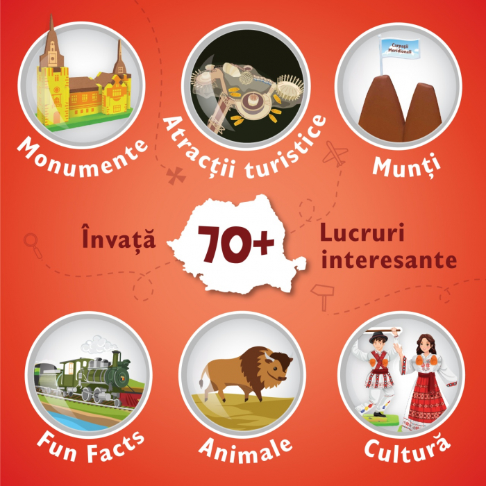 Descopera Romania - Harta Puzzle 3D ,70+ Activitati despre Relief, Cultura si Patrimoniul tarii, +5 ani [5]