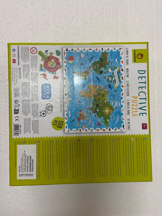 Puzzle Detectiv Harta Lumii cu Animale, 108 piese, +5 ani, Ludattica [5]
