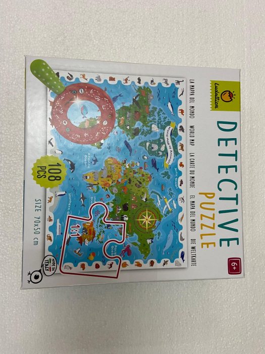 Puzzle Detectiv Harta Lumii cu Animale, 108 piese, +5 ani, Ludattica [4]