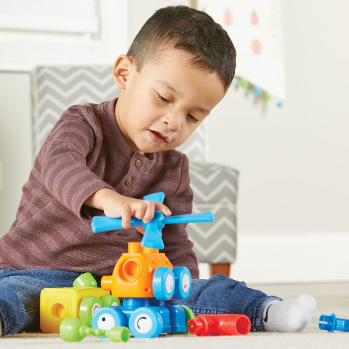 Hai sa construim - 1, 2, 3 Robotel colorat, Learning Resources, 2-3 ani + [8]
