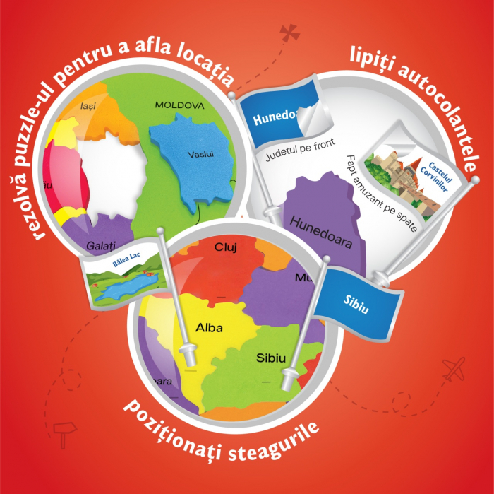 Harta Romaniei - Puzzle Judete, Resedinte si Obiective turistice, +8 ani [5]