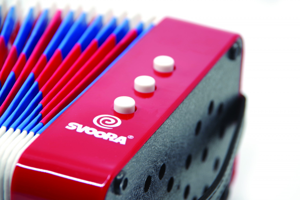 Instrument muzical acordeon rosu, Svoora, 5 ani+ [5]