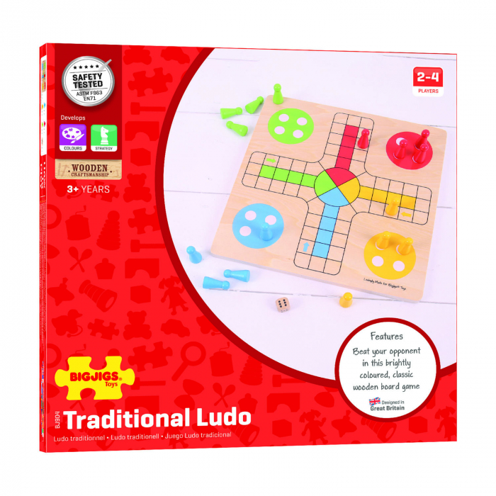 Joc clasic din lemn - Nu te supara frate, BIGJIGS Toys, 2-3 ani + [4]