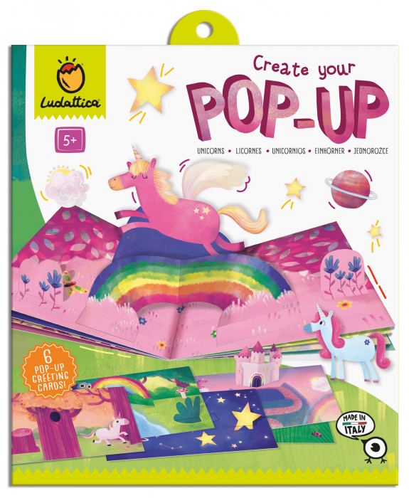 Joc creativ: Creaza prima carte Pop-Up: Unicorni, Ludattica, +5 ani