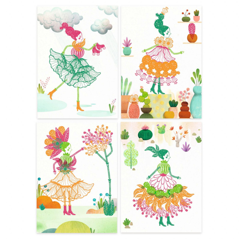 Joc creativ cu stampile Fete flori, Djeco [3]