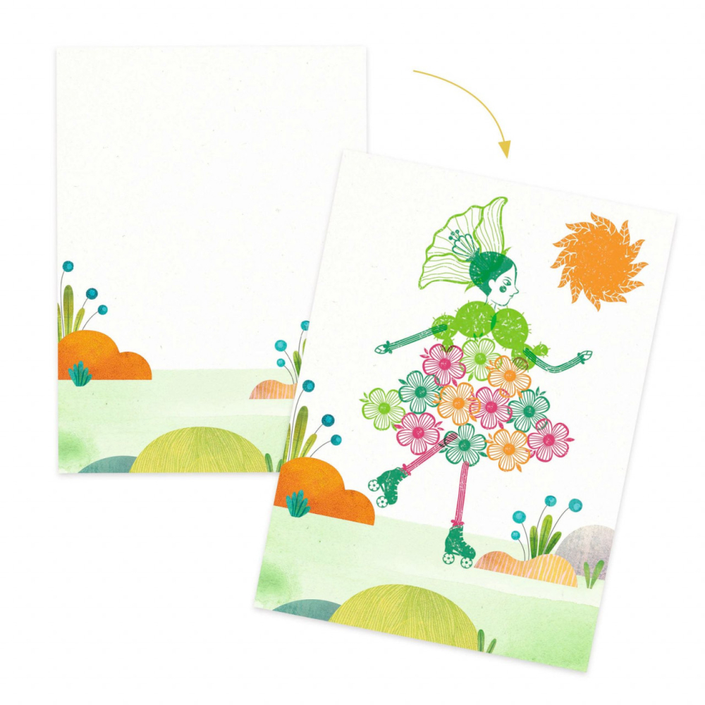 Joc creativ cu stampile Fete flori, Djeco [2]