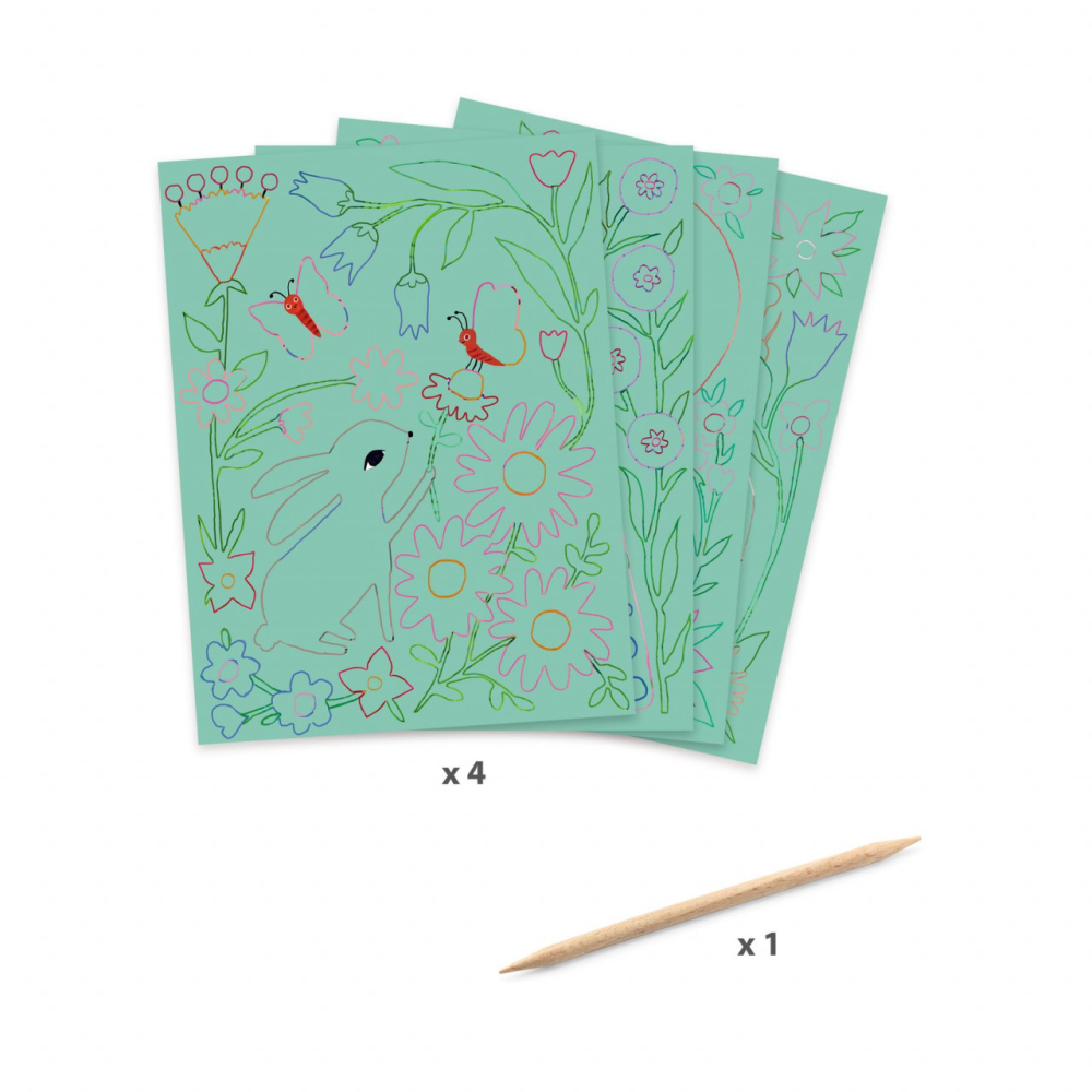 Joc creativ de razuit Animale din gradina, Djeco, 6-7 ani + [2]