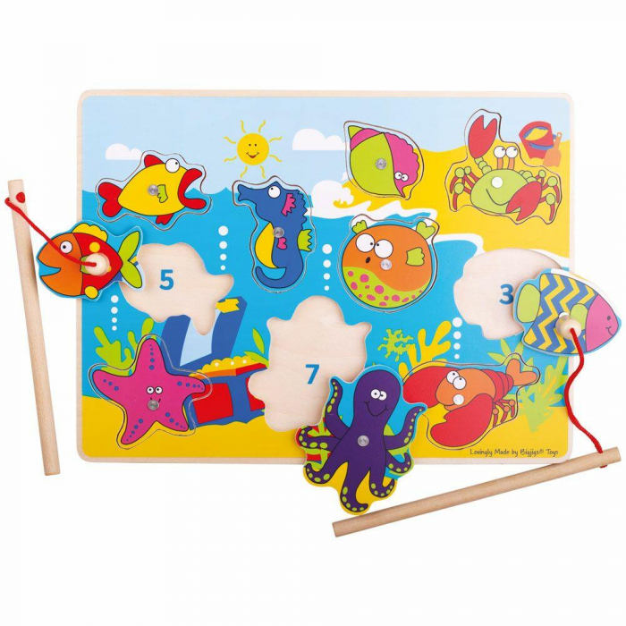 Joc de pescuit magnetic - Animalutele marine, BIGJIGS Toys, 1-2 ani + [2]