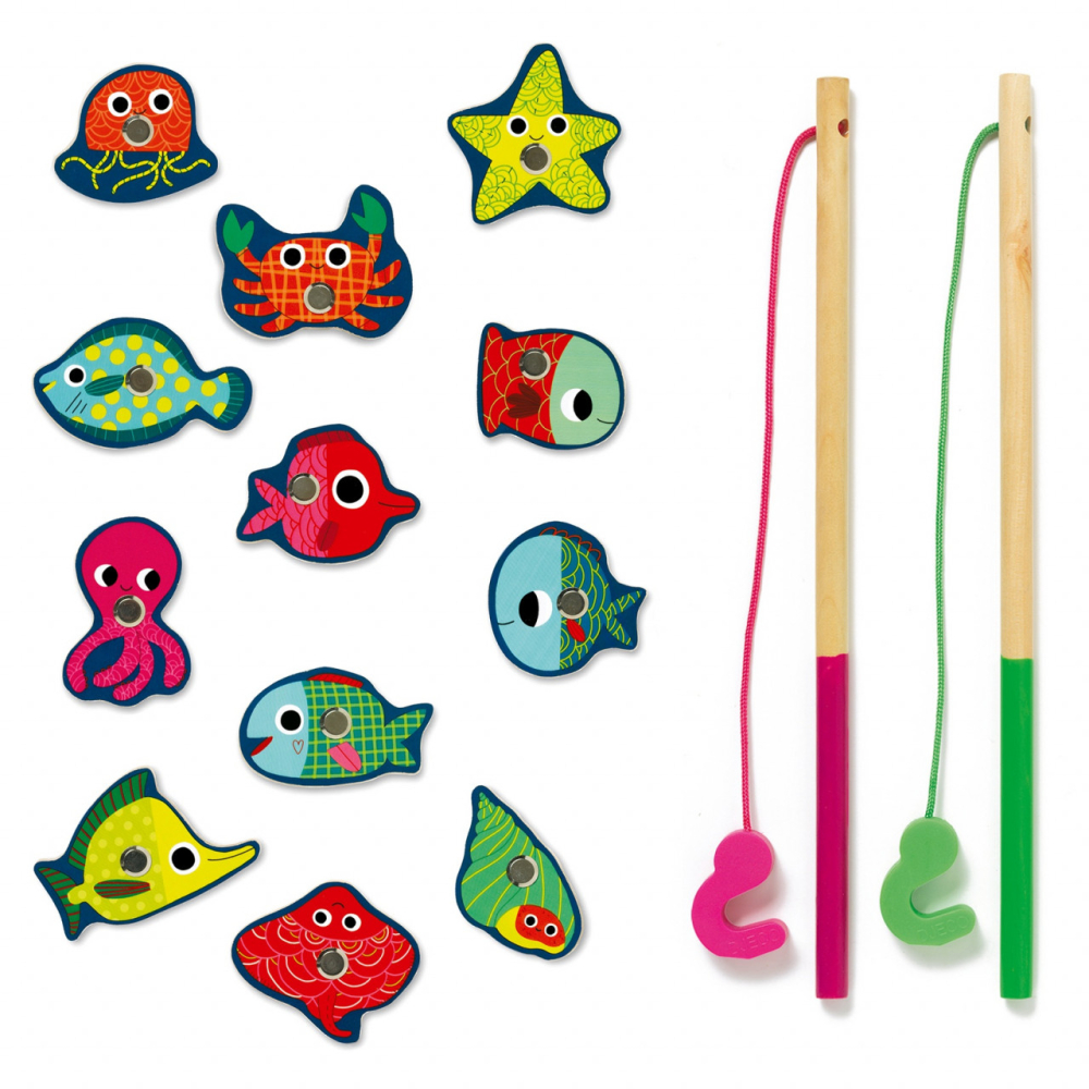 Joc de pescuit magnetic pesti colorati Djeco, 1-2 ani + [4]
