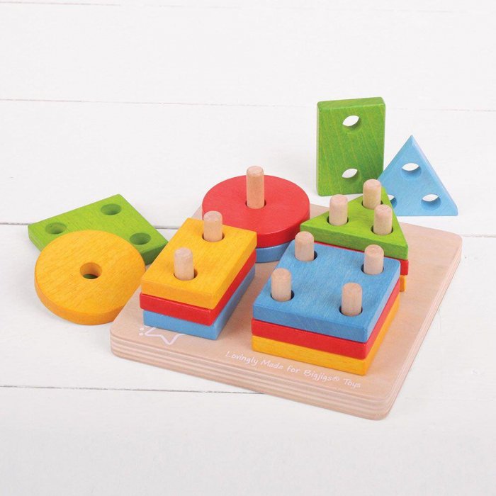 Joc de sortare - 4 forme geometrice, BIGJIGS Toys, 1-2 ani + [3]