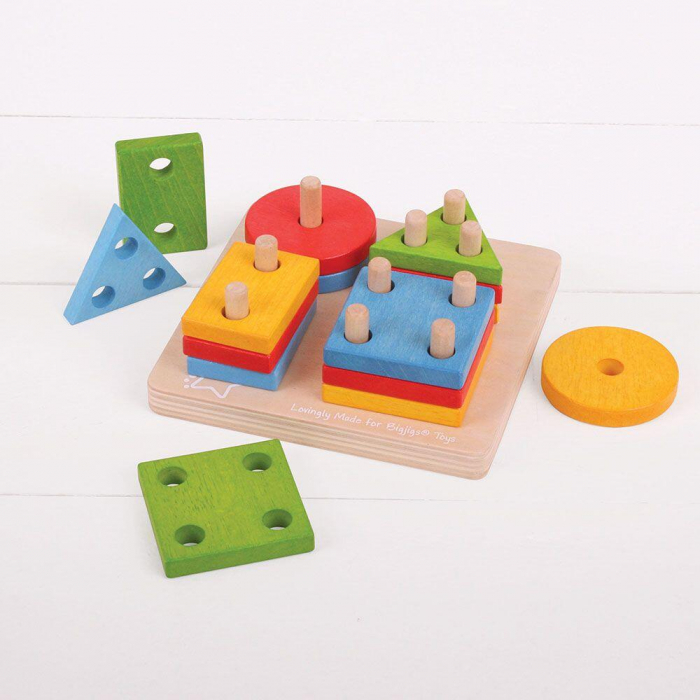 Joc de sortare - 4 forme geometrice, BIGJIGS Toys, 1-2 ani + [2]