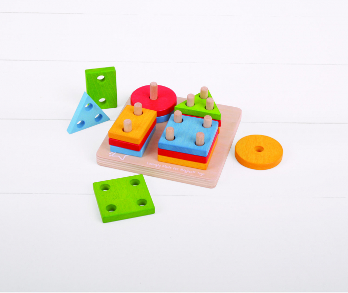 Joc de sortare - 4 forme geometrice, BIGJIGS Toys, 1-2 ani + [4]