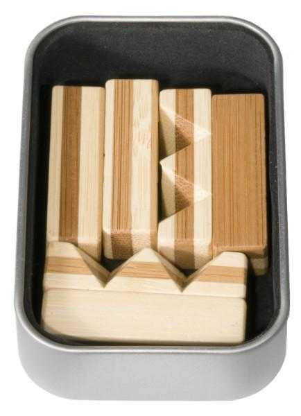 Joc logic IQ din lemn bambus Knot, cutie metal, Fridolin, 8-9 ani + [2]