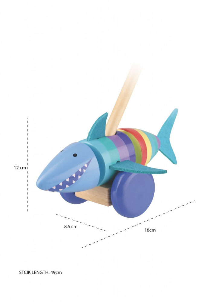 Jucarie de impins rechinul vesel, Orange Tree Toys, 12 luni+ [4]