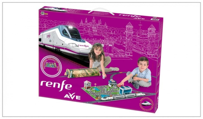 Jucarie interactiva Trenulet electric High Speed RENFE cu statie, tunel si oras, Pequetren, 2-3 ani + [2]