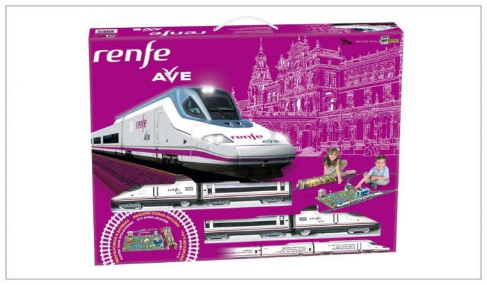 Jucarie interactiva Trenulet electric High Speed RENFE cu statie, tunel si oras, Pequetren, 2-3 ani + [3]