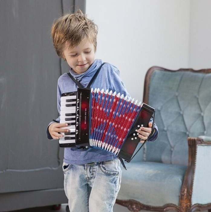 Jucarie muzicala Acordeon mare, negru, New Classic Toys, 2-3 ani + [6]