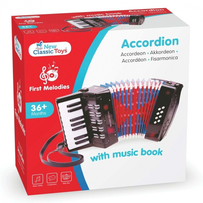 Jucarie muzicala Acordeon mare, negru, New Classic Toys, 2-3 ani + [3]