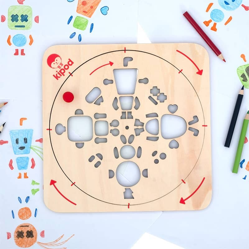 Kit desen si trasare Kipod- Sablon rotativ Montessori, Roboti [2]