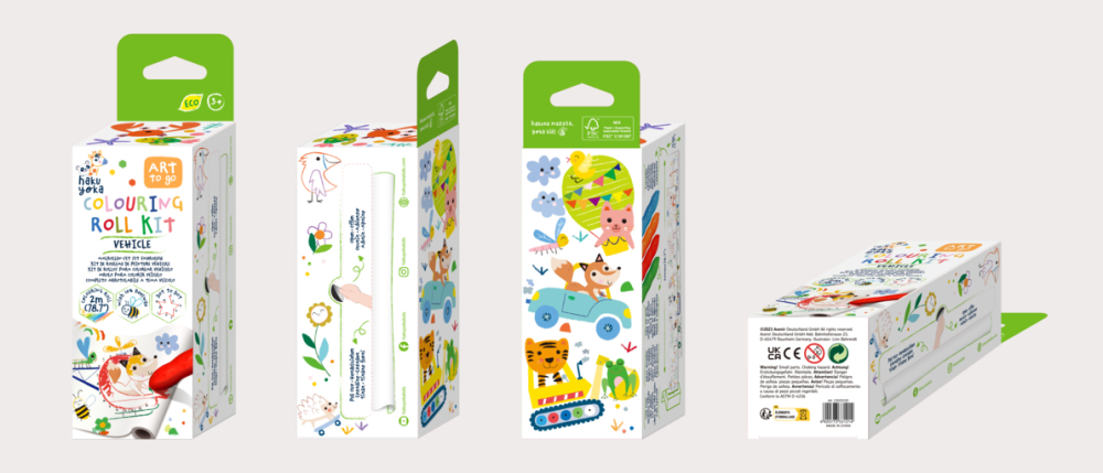 Kit rola de desenat Uneste punctele - 2 m, include 4 creioane colorate cerate, Vehicule - Haku Yoka [9]