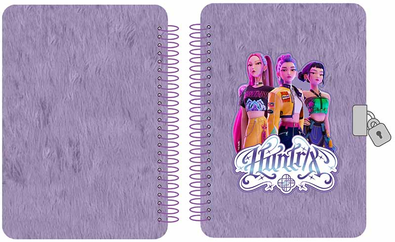 K-POP DEMON HUNTER - Set jurnal pufos cu lacat si pix cu 10 mine culori diferite [5]