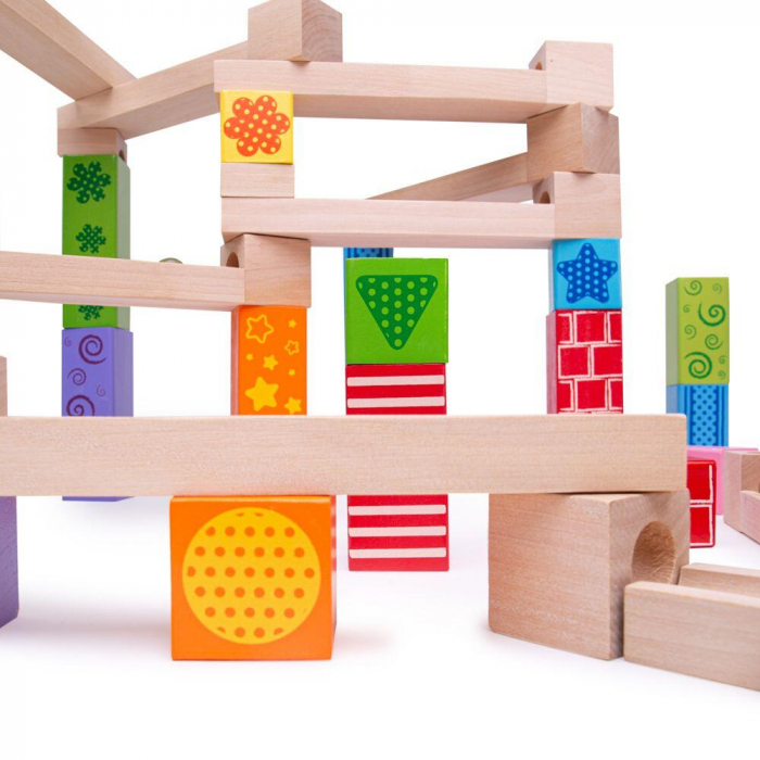 Marble Run din lemn, BIGJIGS Toys, 2-3 ani + [2]